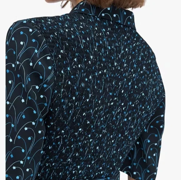 Kate Spade Star Floral Smocked Back Shirtdress Size 10 - Picture 3 of 10